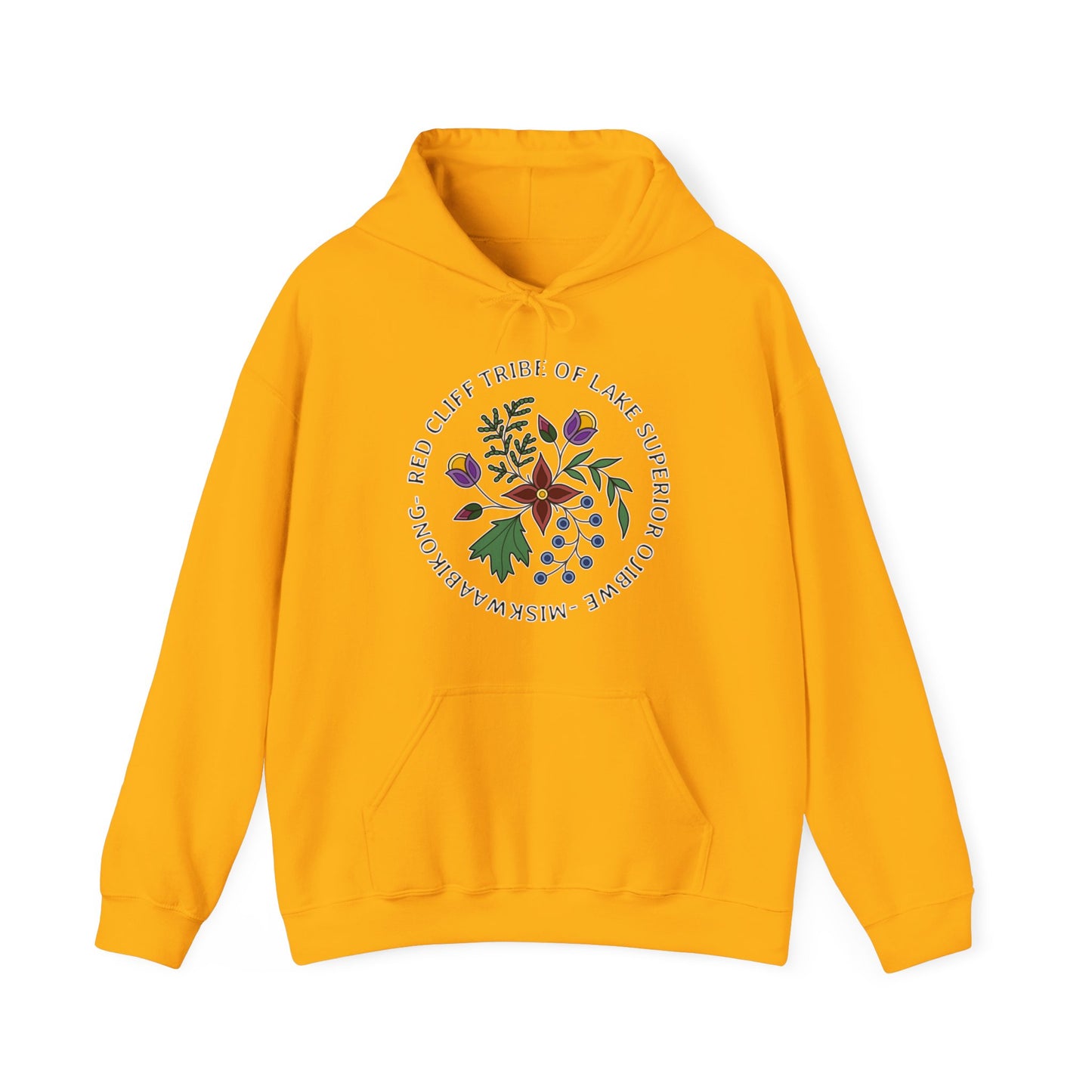 Red Cliff Tribe of Lake Superior Ojibwe Floral Design - Unisex Heavy Blend™ Hooded Sweatshirt