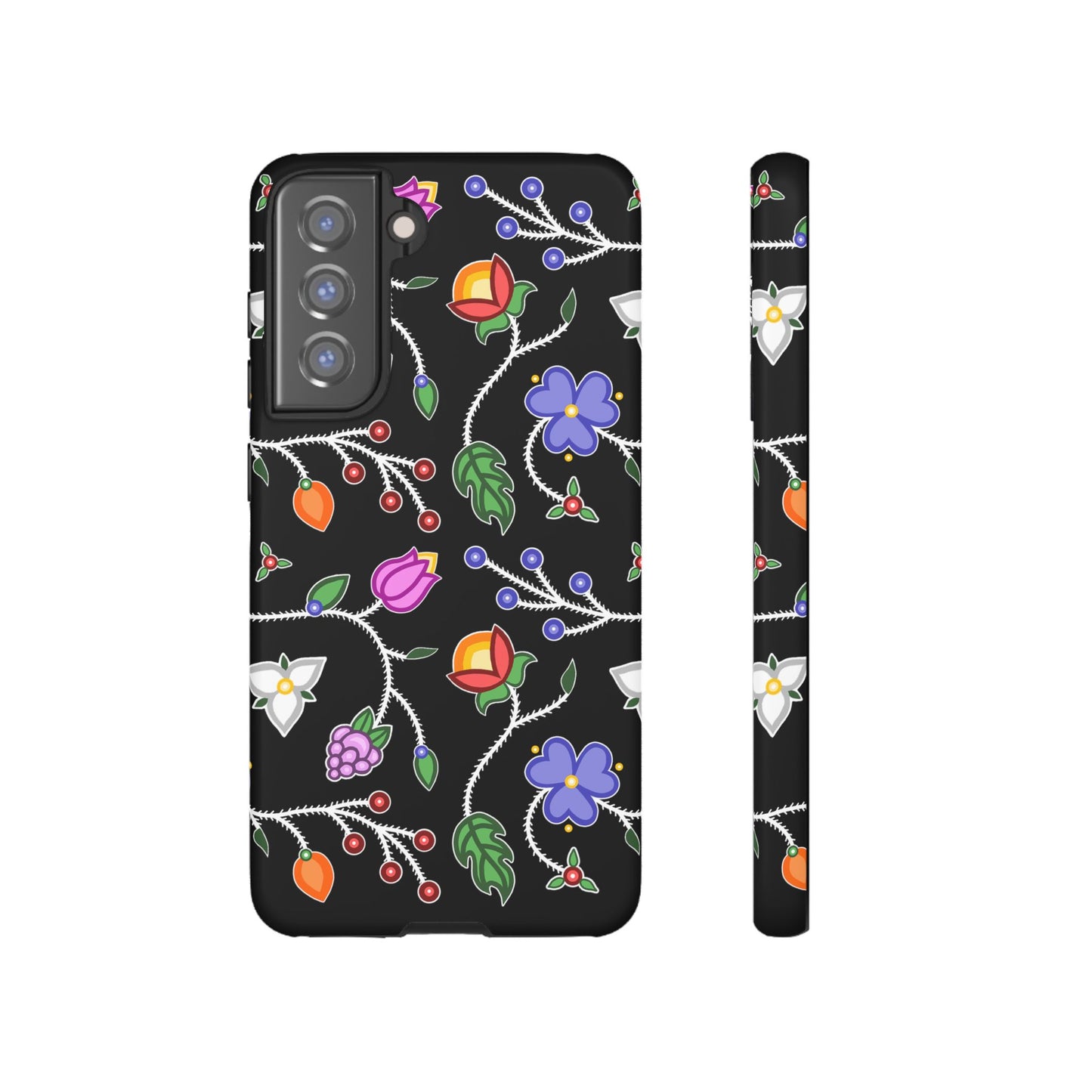 Ojibwe Floral Tough Phone Cases - Black