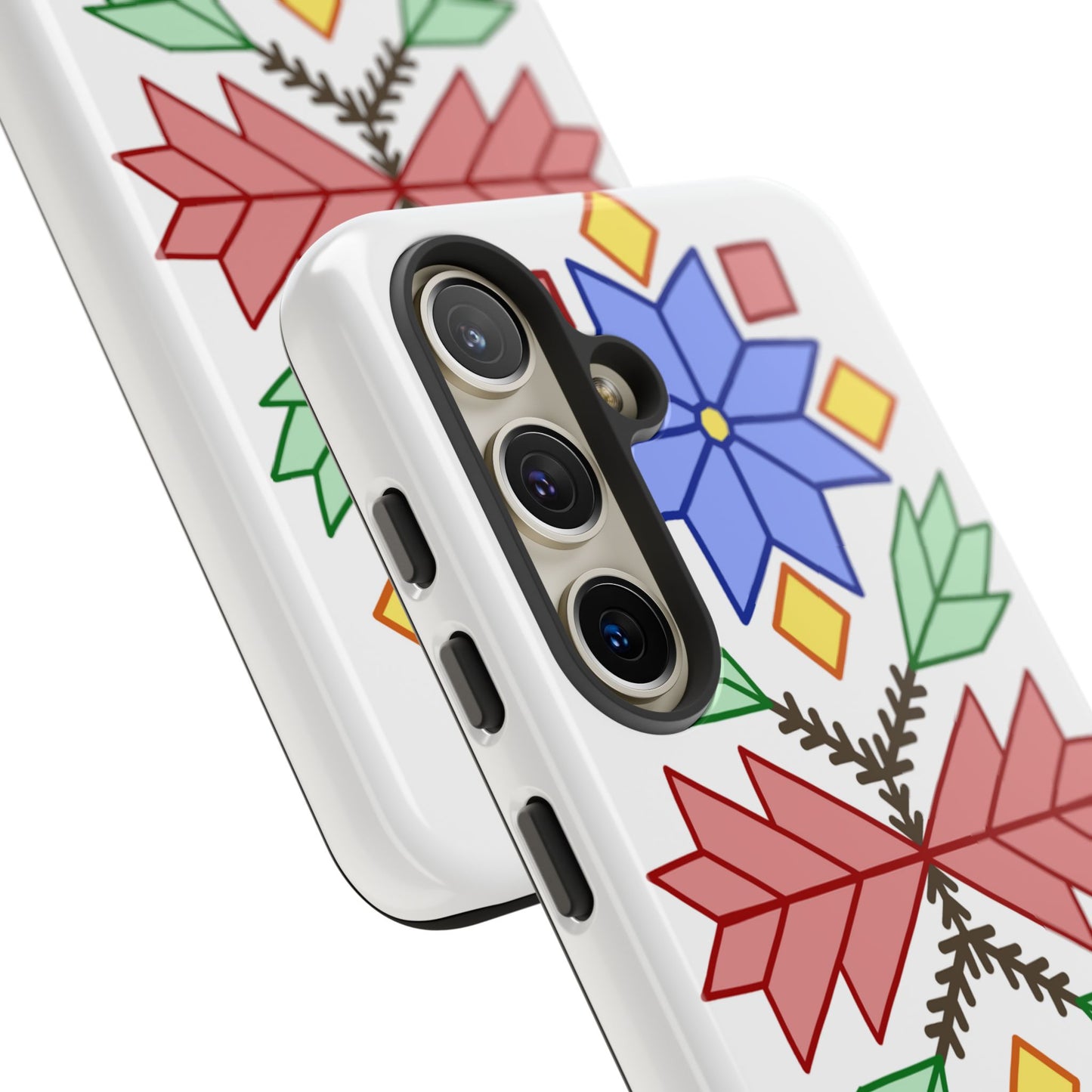 Geometric Ojibwe Floral Tough Phone Cases - White