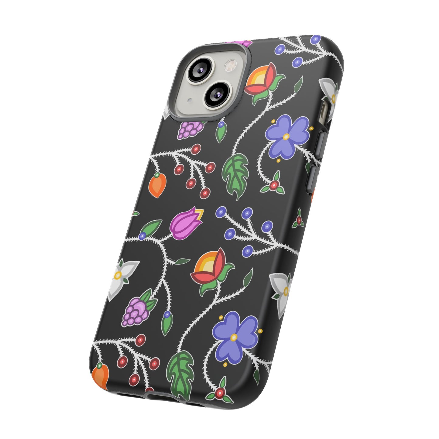 Ojibwe Floral Tough Phone Cases - Black