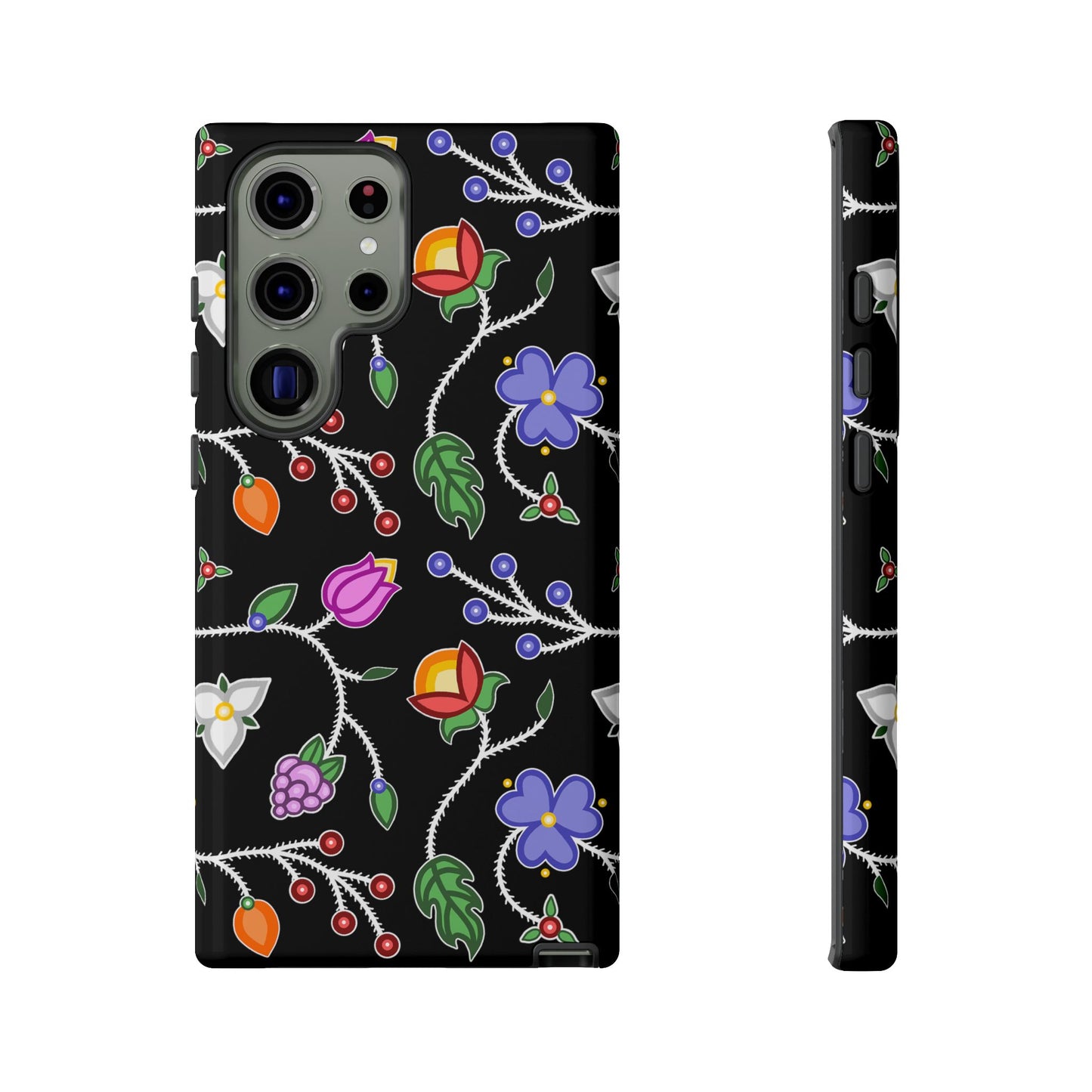 Ojibwe Floral Tough Phone Cases - Black