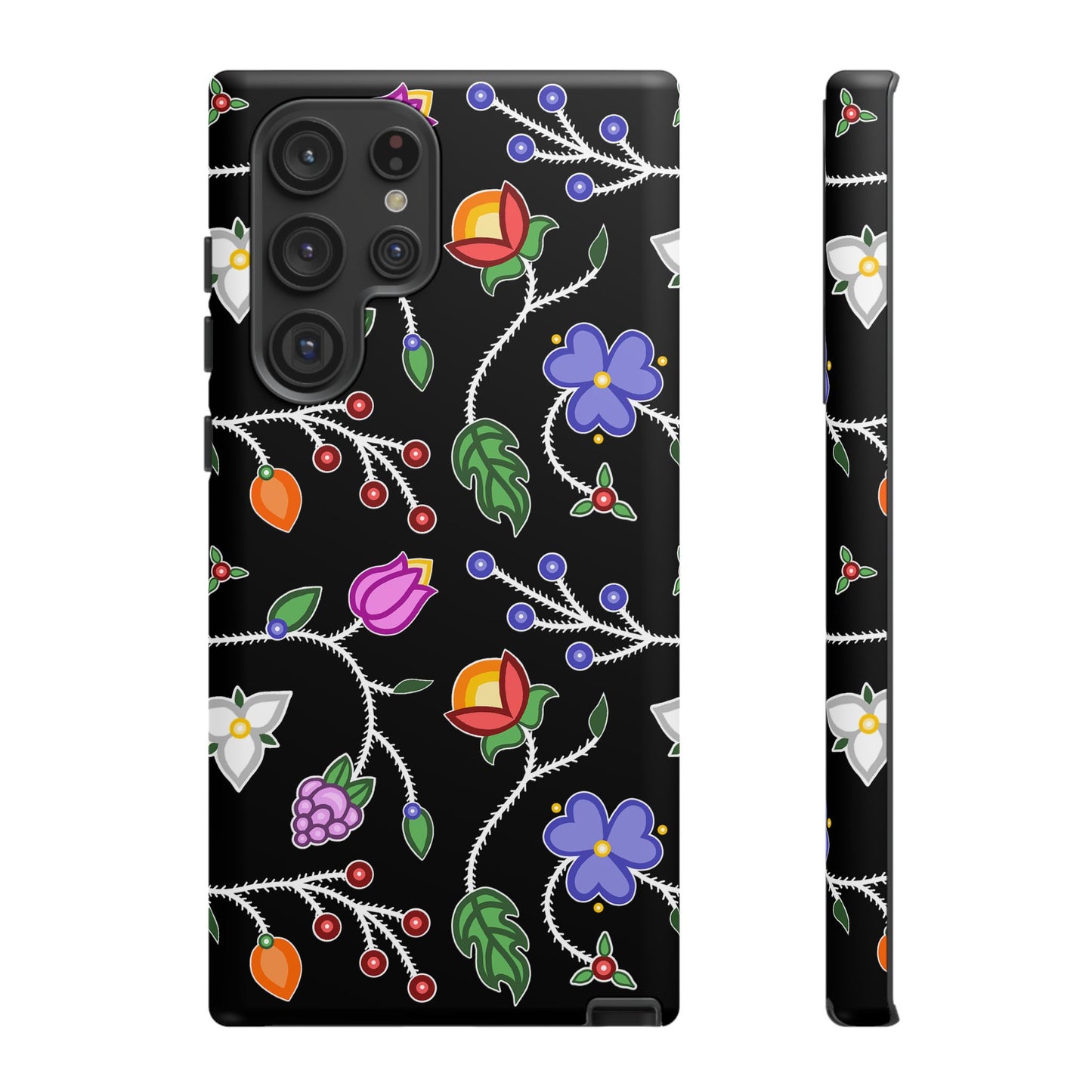 Ojibwe Floral Tough Phone Cases - Black