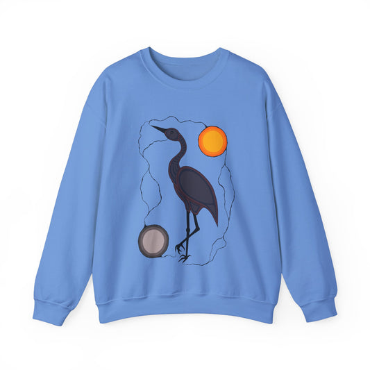 Ajiijaak Crane & Giizis Sun+Moon Design - Unisex Gildan Heavy Blend™ Crewneck Sweatshirt