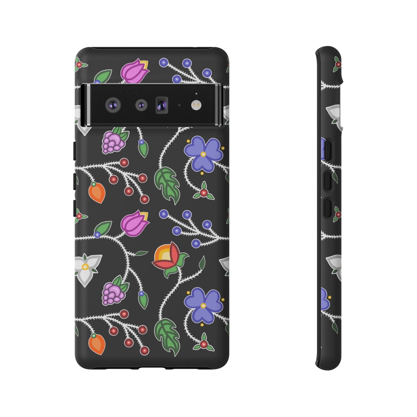 Ojibwe Floral Tough Phone Cases - Black