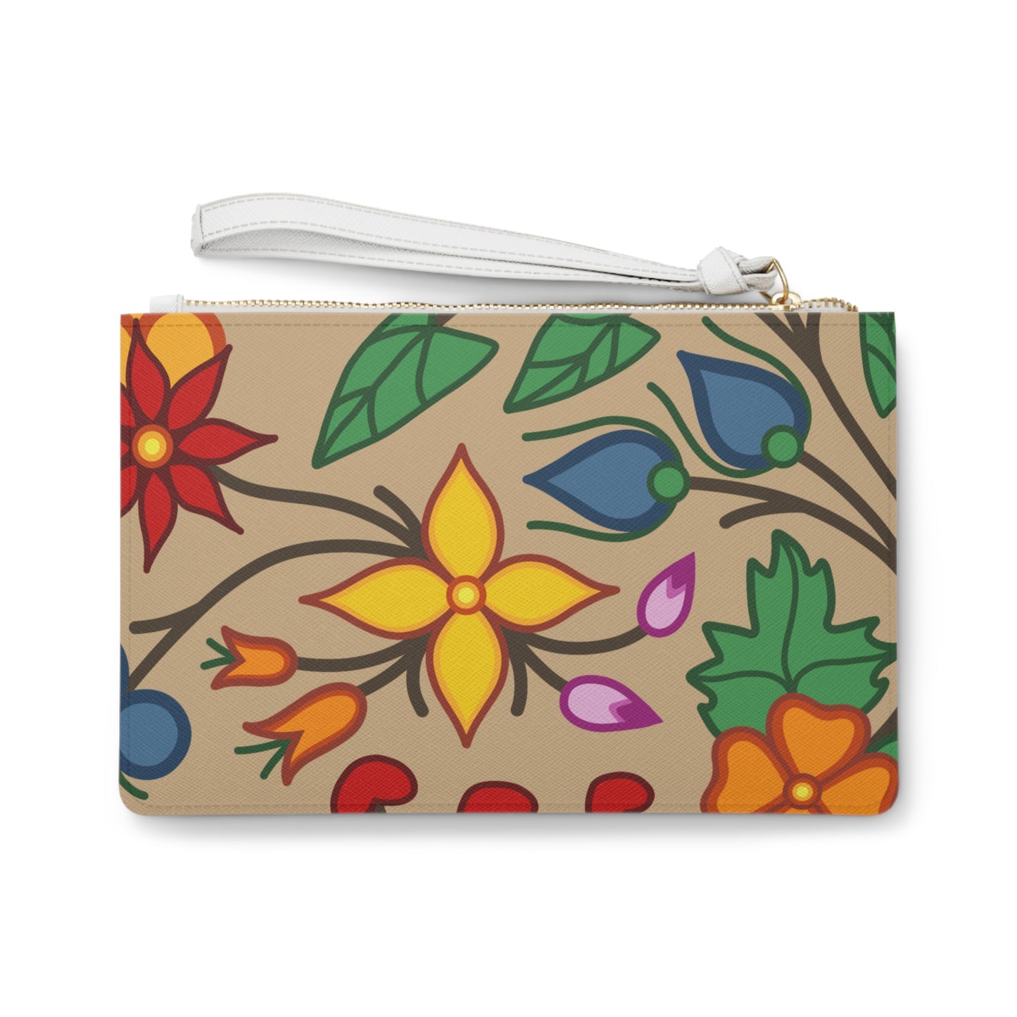 Woodland Design Ojibwe Floral Clutch Bag - Beige