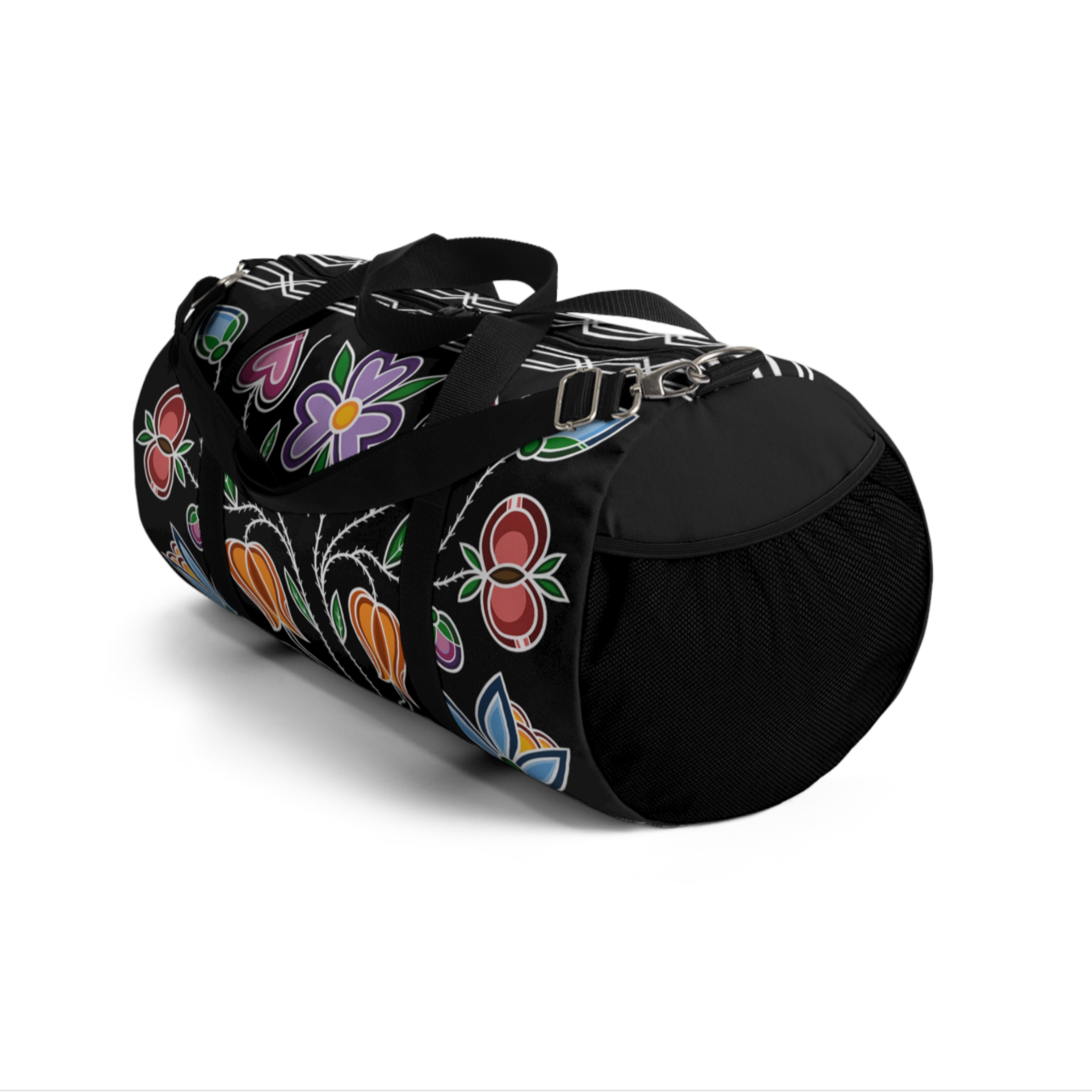 Gashkibidaagan Design - Ojibwe Floral & Otter Track Border Duffel Bag - Two Sizes