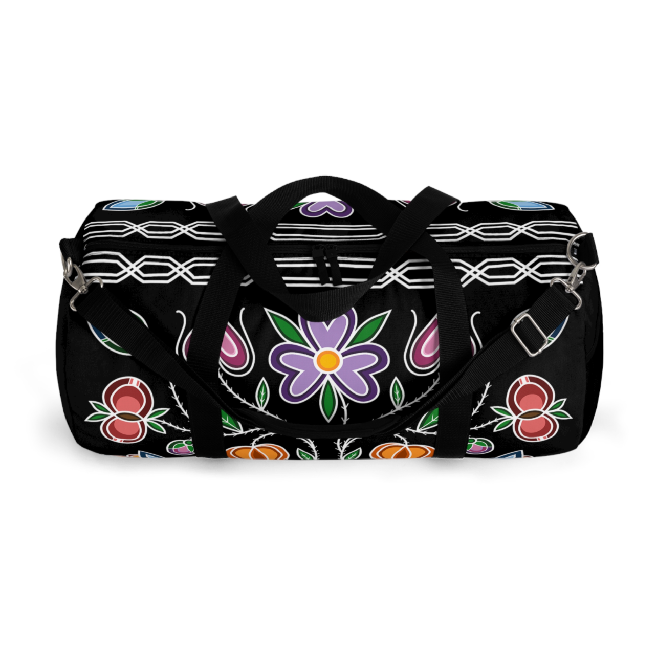 Gashkibidaagan Design - Ojibwe Floral & Otter Track Border Duffel Bag - Two Sizes