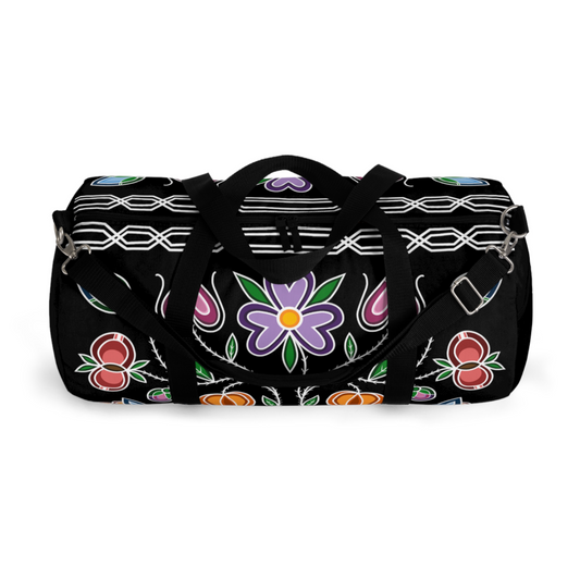 Gashkibidaagan Design - Ojibwe Floral & Otter Track Border Duffel Bag - Two Sizes