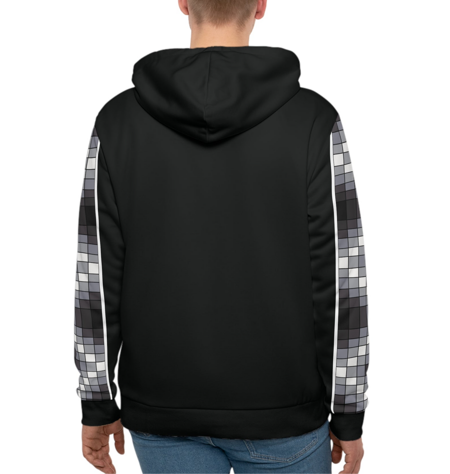 Geometric Sleeve Design - Black, Gray, White Unisex Hoodie