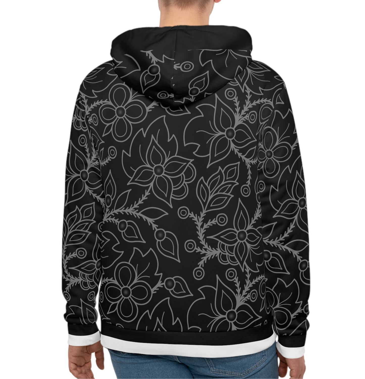 Woodland Ojibwe Floral Panel Design - Unisex Varsity Hoodie