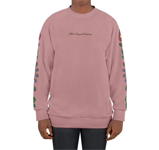 Woodland Ojibwe Floral  Sleeve Design - Unisex Sweatshirt - Dusty Rose