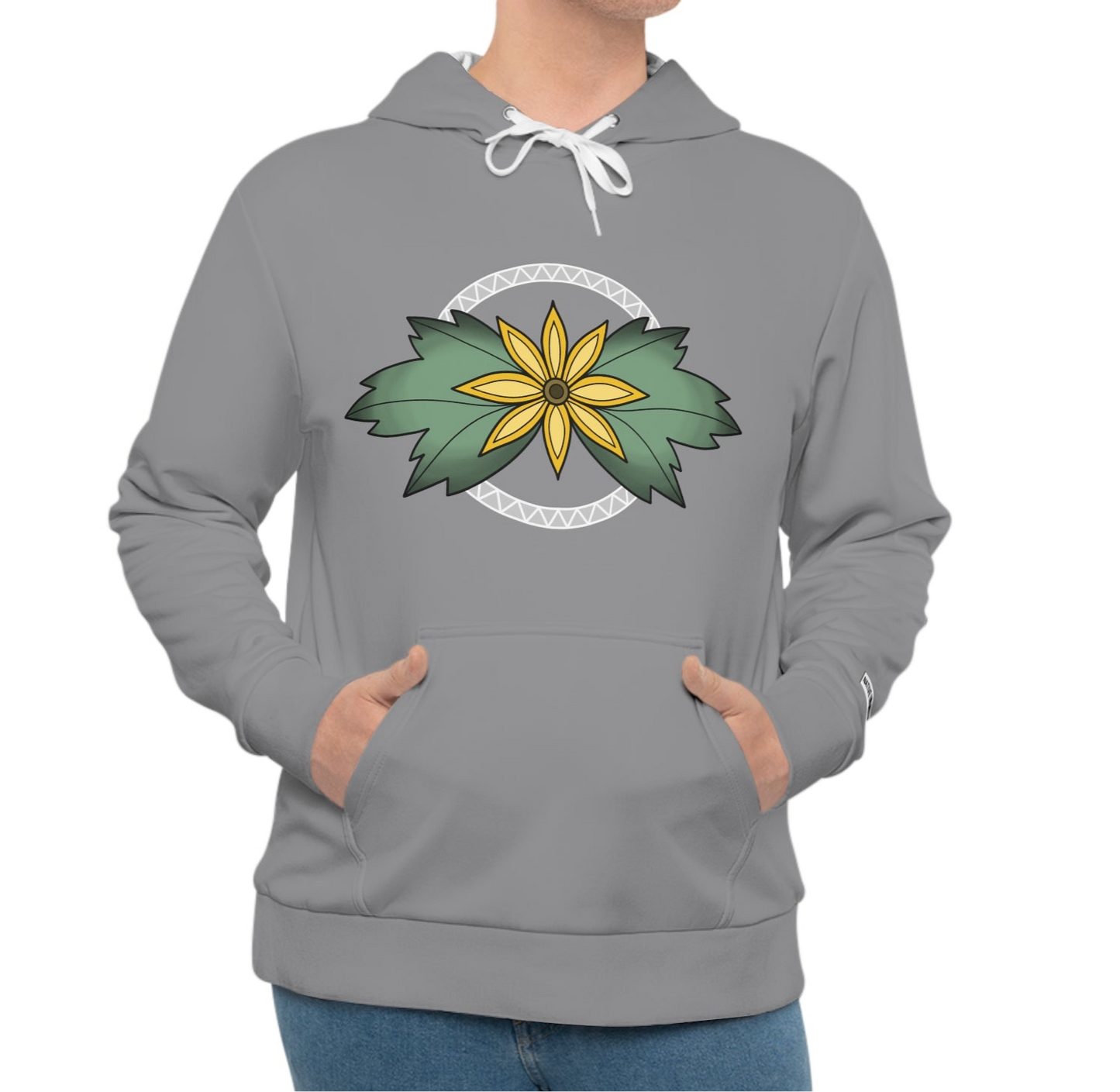 Sunflower Inspired Ojibwe Floral Design with Geometric Circle - Unisex Hoodie