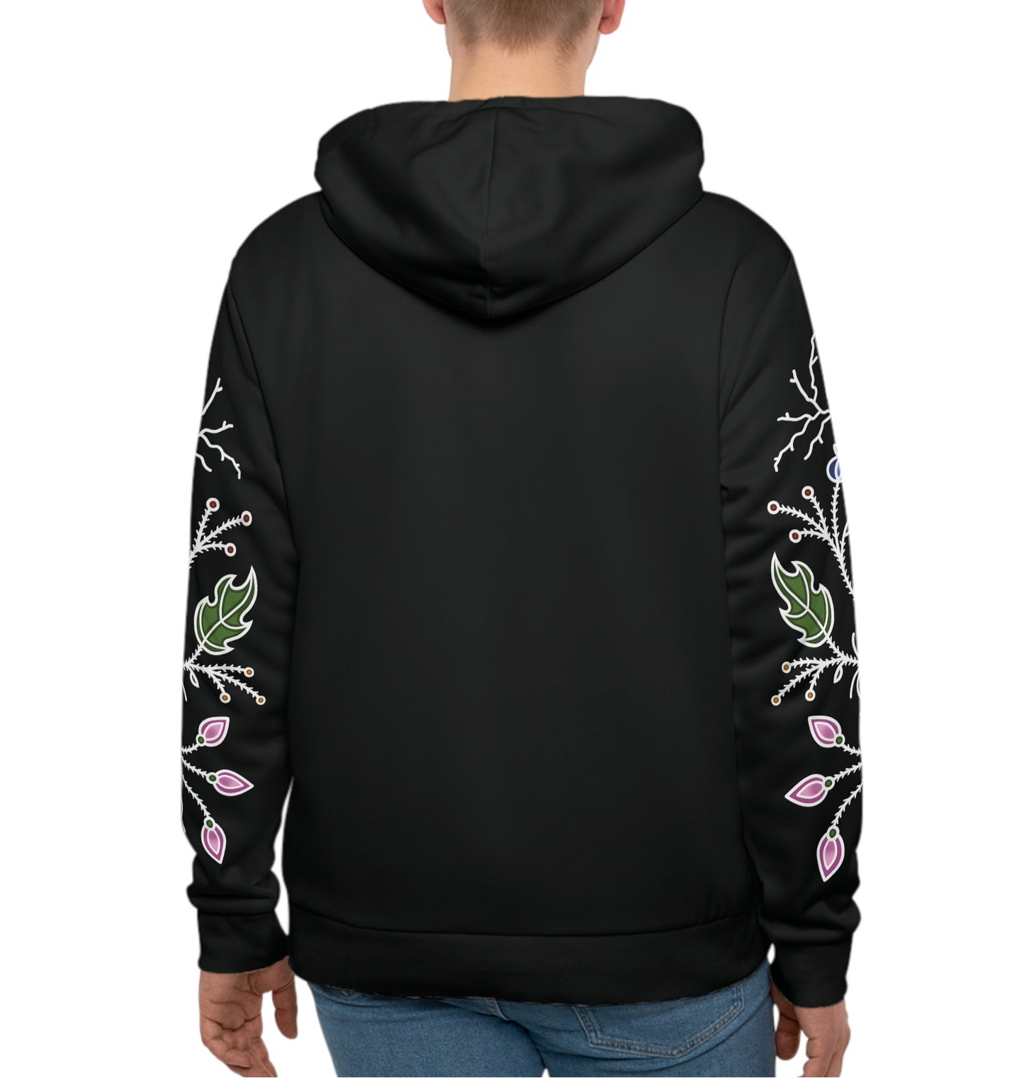 Ode ‘imin (strawberry) Ojibwe Floral Sleeve Design - Unisex Hoodie