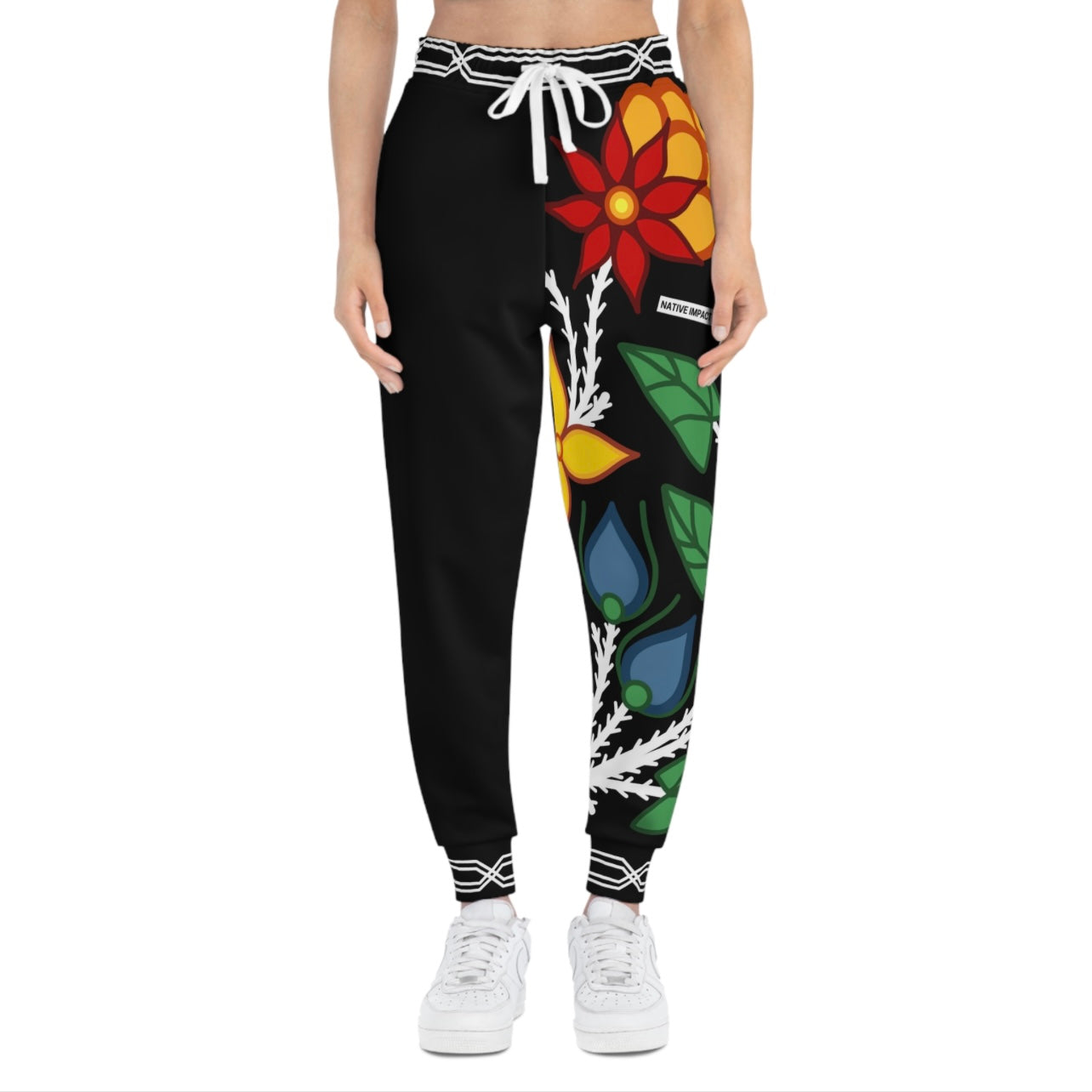 Dagwaagin (Fall) Inspired Ojibwe Woodland Floral Panel - Unisex Athletic Joggers - Otter Track Design