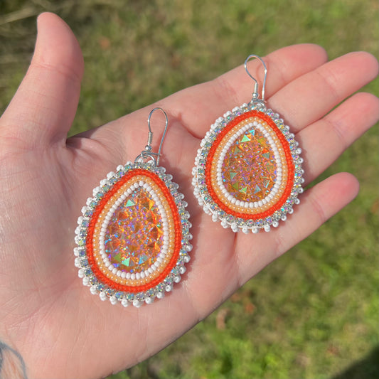 Beaded Earrings - Orange Dreamsicle