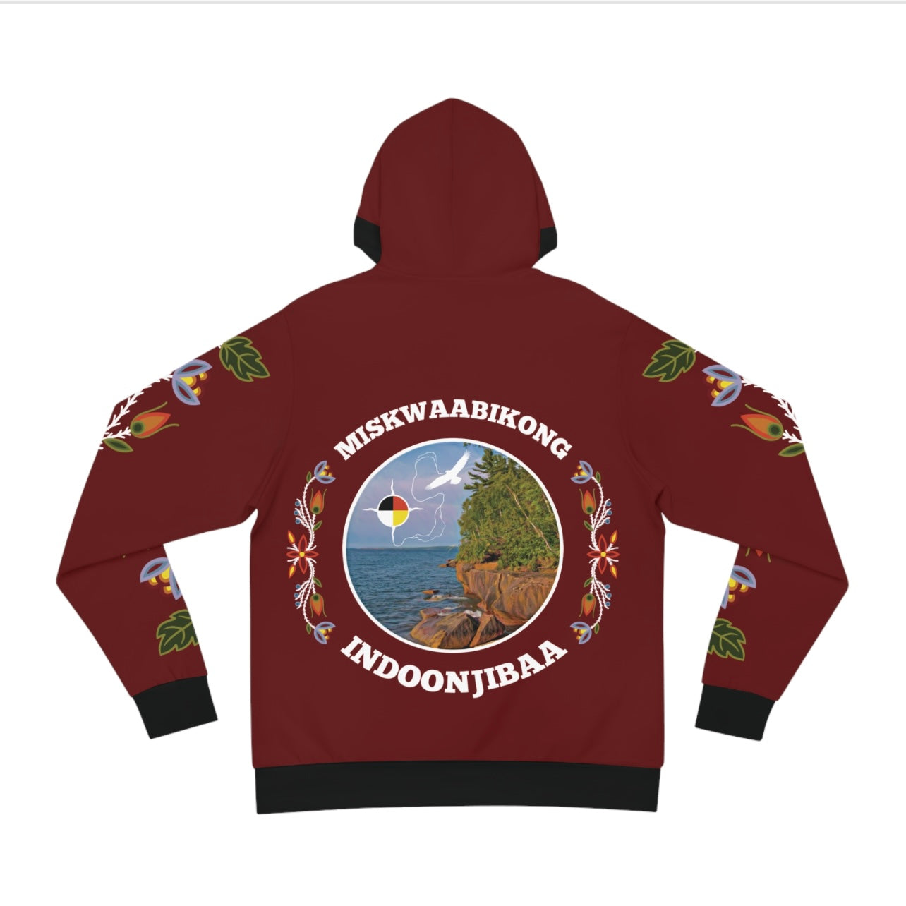 Red Cliff Shoreline & Ojibwe Florals Hoodie - Unisex