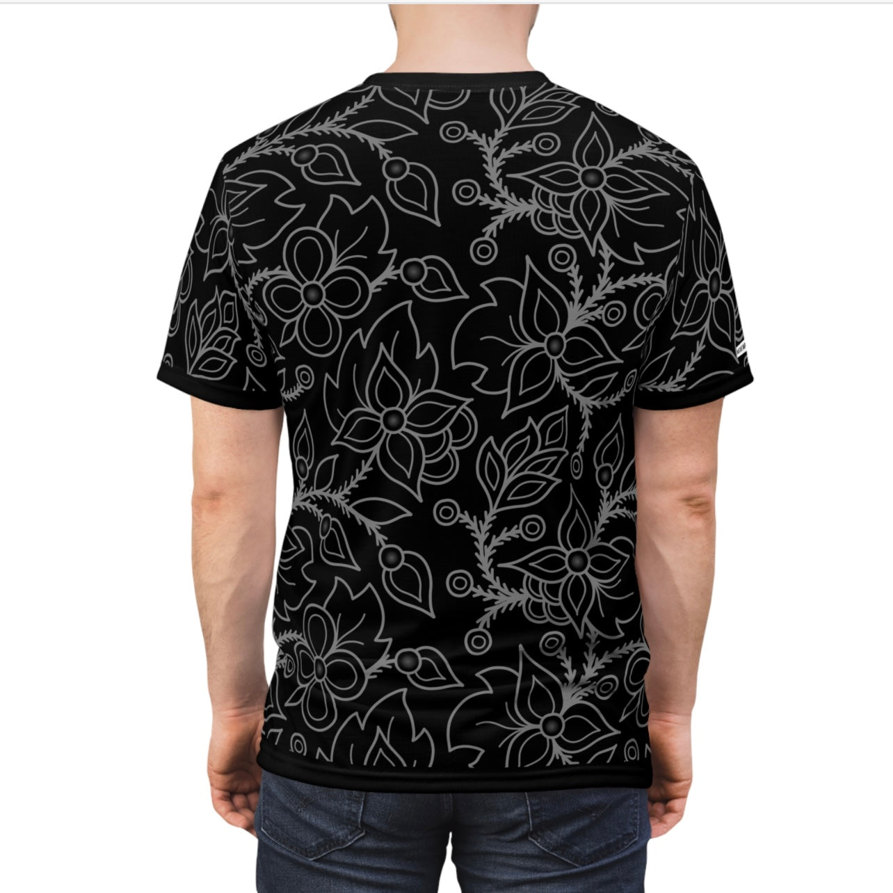 Woodland Floral All-Over-Print Design - Unisex Tee - Black