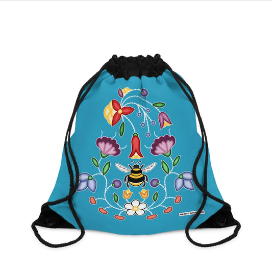 Aamoo / Bee Ojibwe Floral - Drawstring Bag