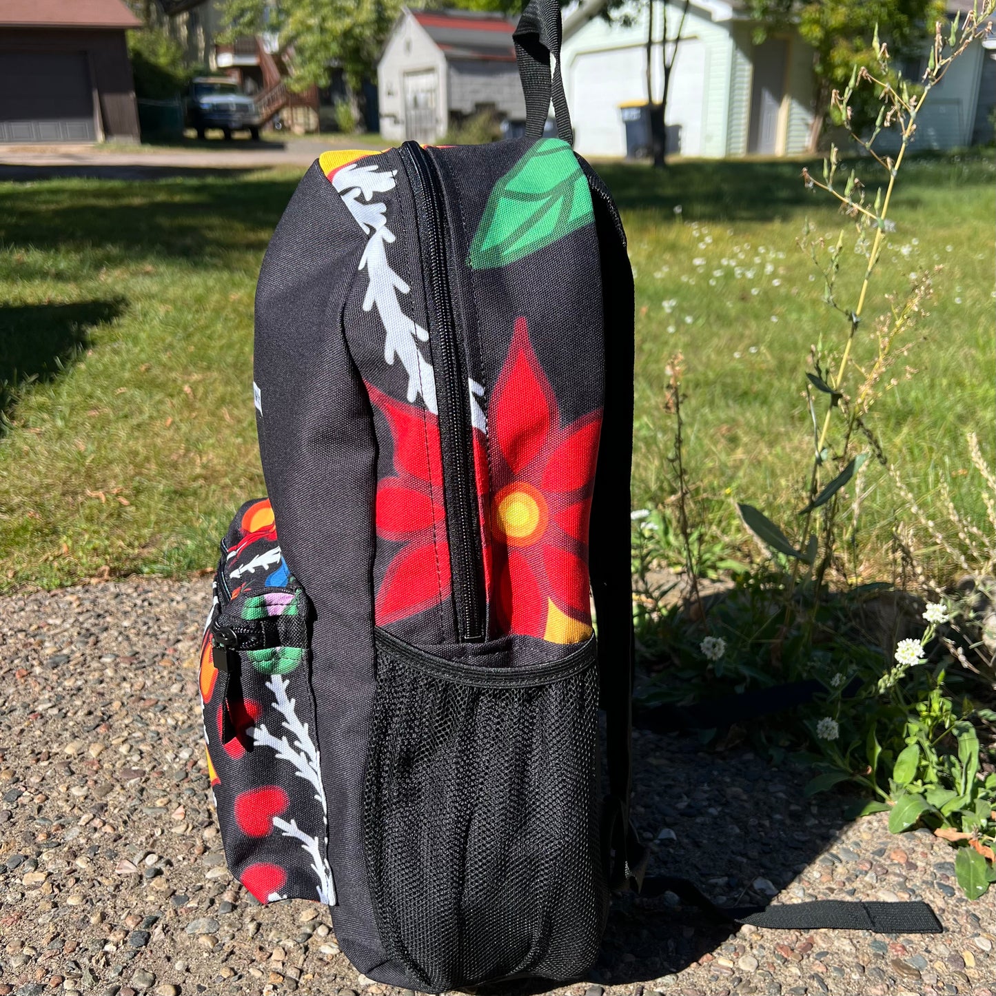 Ojibwe Floral Woodland Style - Black Backpack