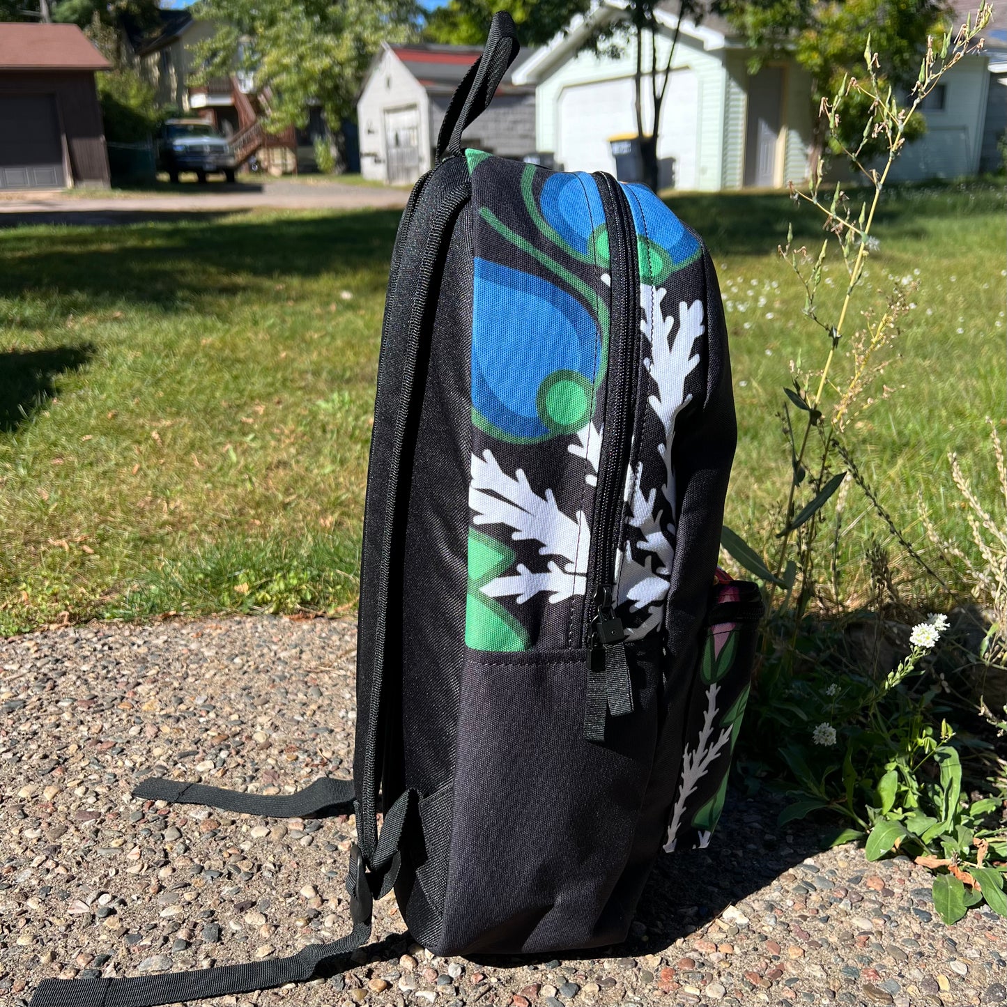 Ojibwe Floral Woodland Style - Black Backpack