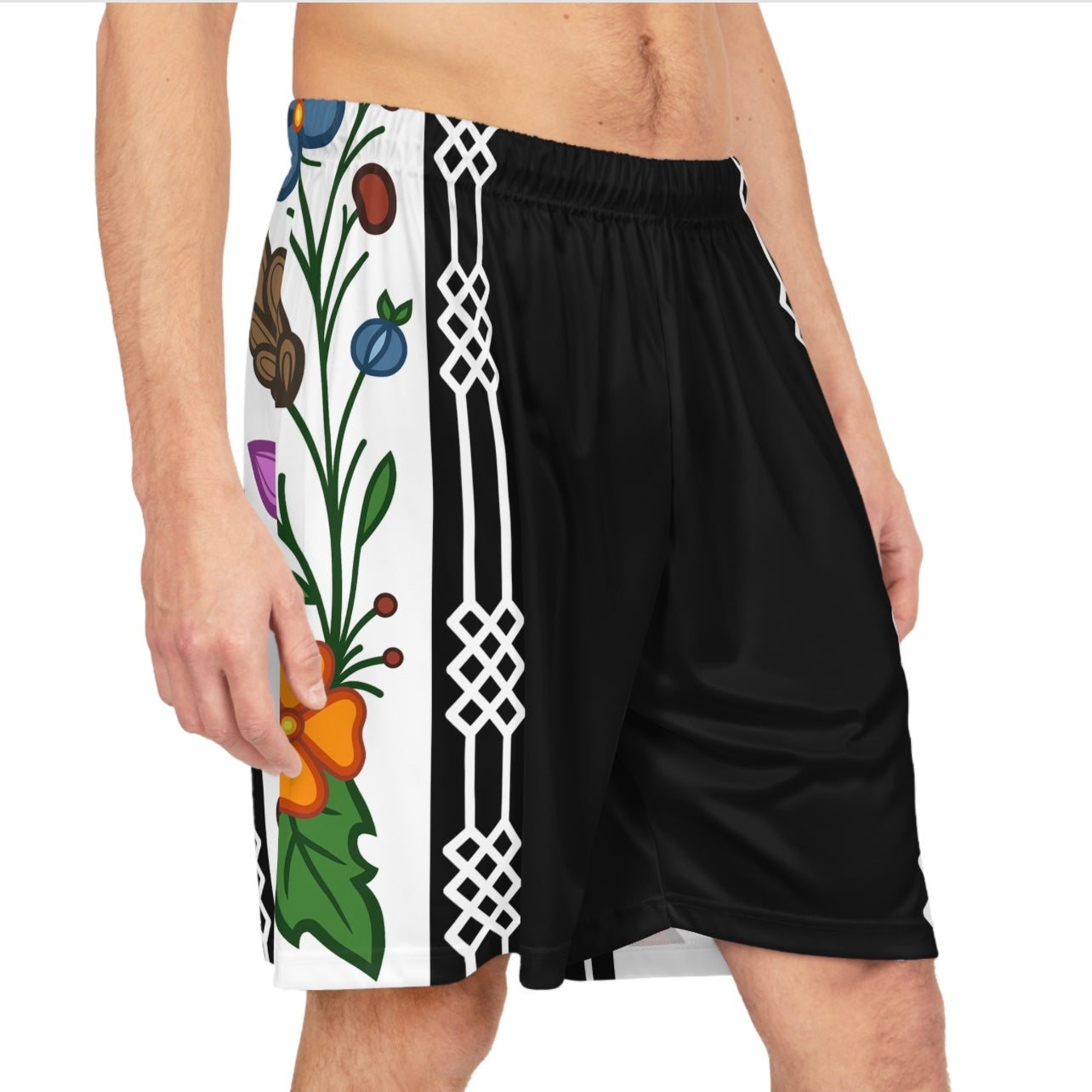 Basketball Shorts - Woodland Ojibwe Floral Design