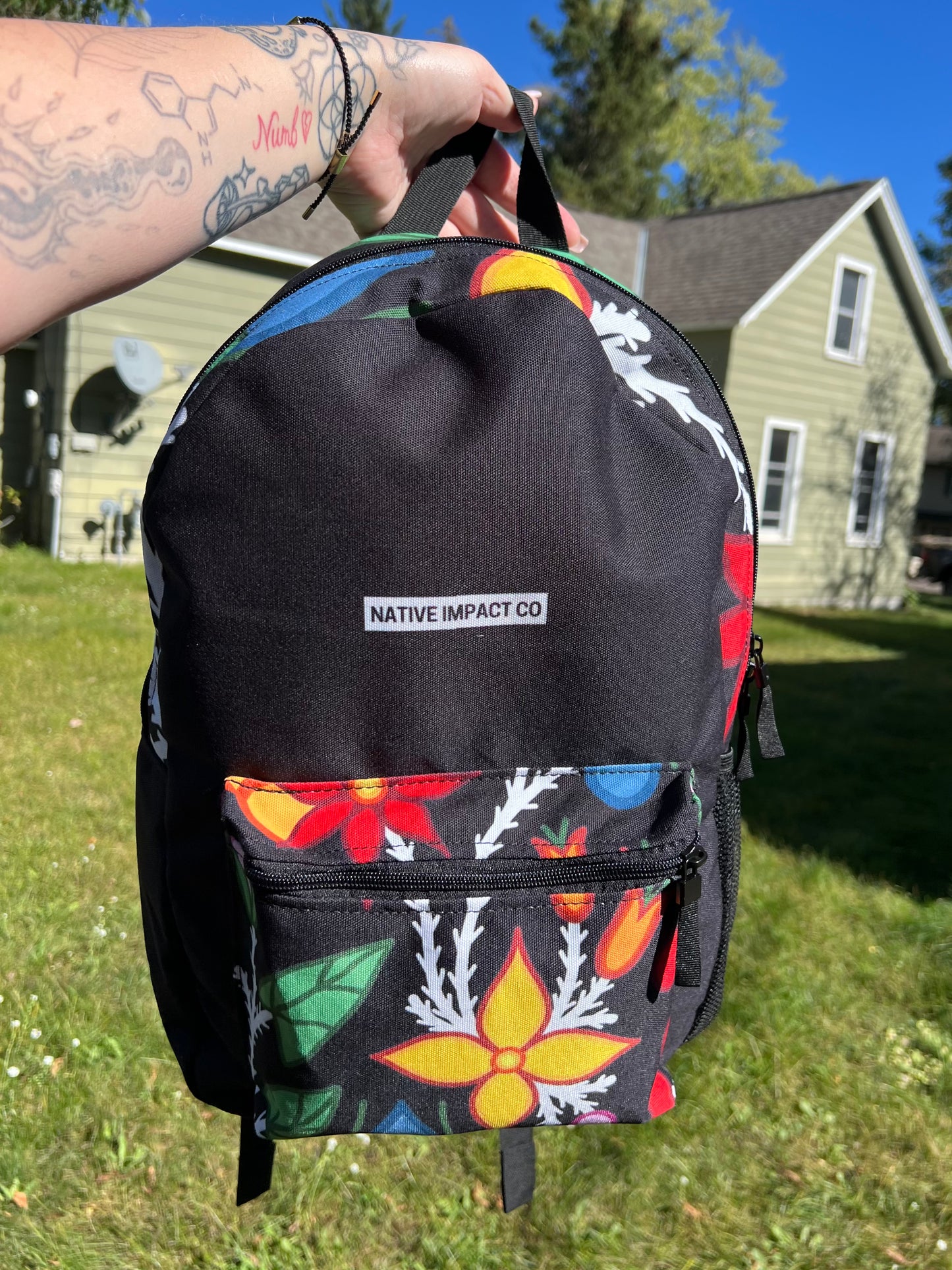 Ojibwe Floral Woodland Style - Black Backpack