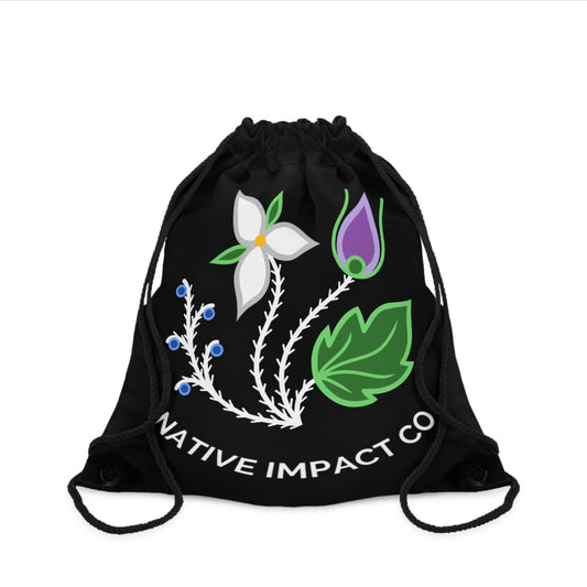 Trillium Ojibwe Floral / Native Impact Logo - Drawstring Bag