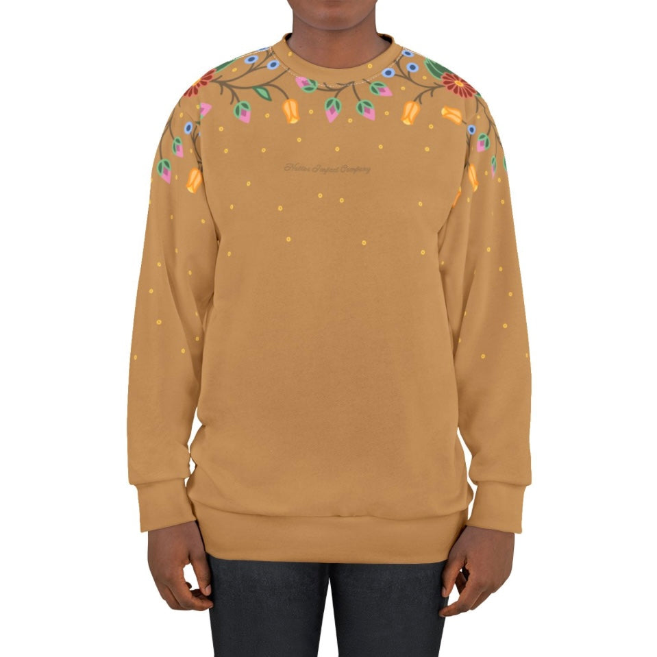 Woodland Floral and Sequins Design - Sleeve and Chest - Unisex Sweatshirt - 3 Color Options