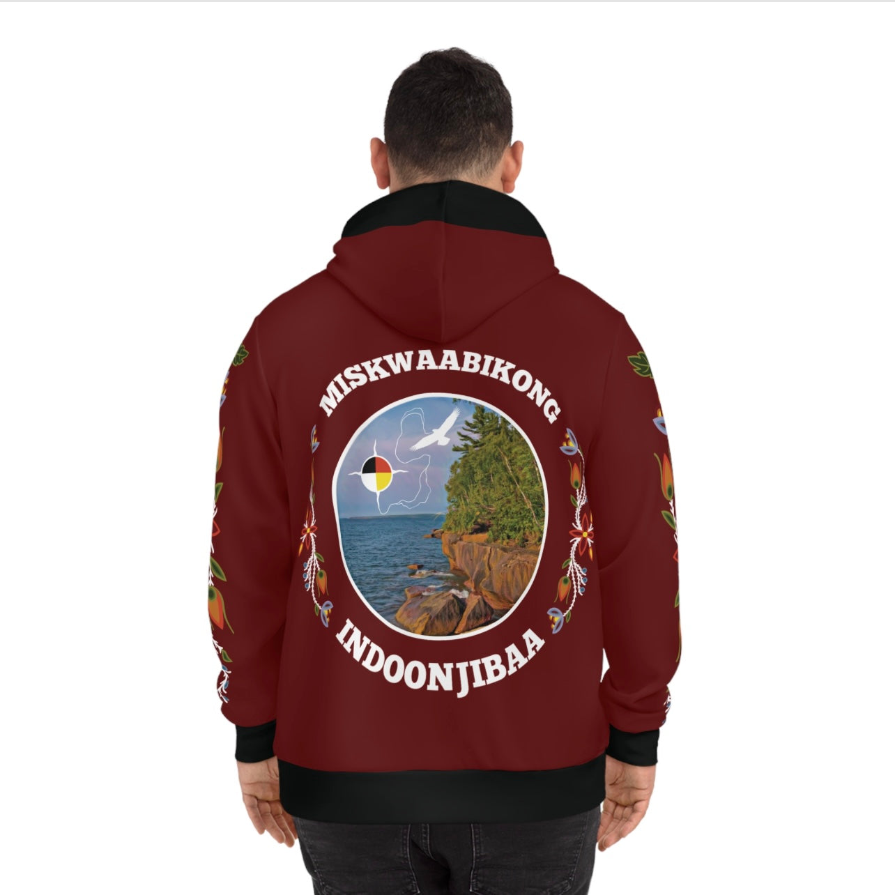 Red Cliff Shoreline & Ojibwe Florals Hoodie - Unisex