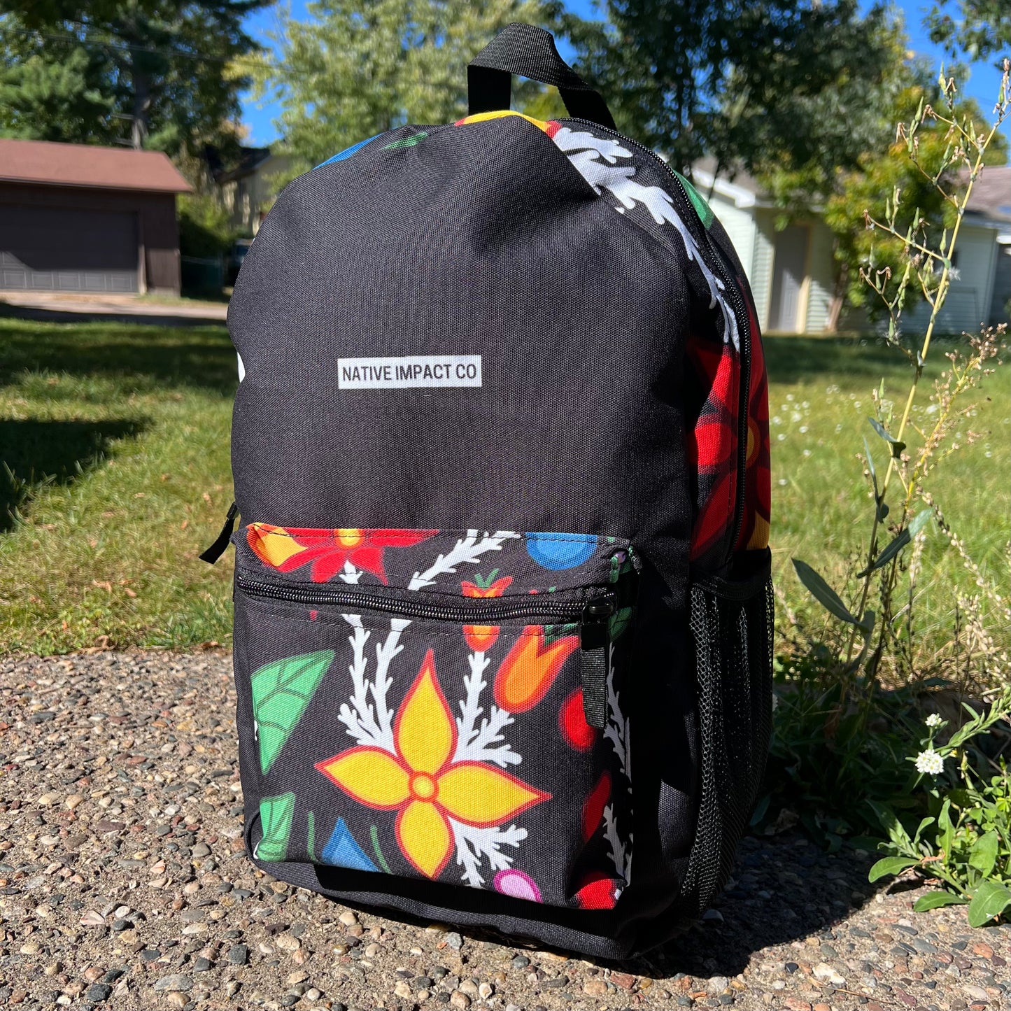 Ojibwe Floral Woodland Style - Black Backpack